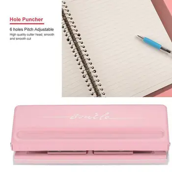 

6 Hole Punch Loose-Leaf Standard Puncher Paper Adjustable Student Office Stapler Equipment Stationery Supplies Binding E6M5