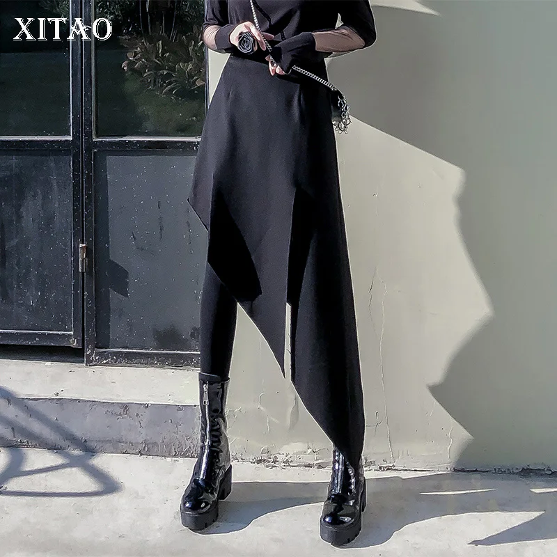 XITAO необычная Женская юбка с разрезом модная новинка 2019 зимняя черная Элегантная