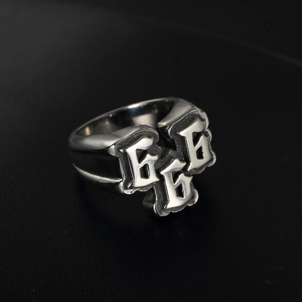 Men's punk stainless steel digital 666 ring titanium steel ring jewelry,stainless steel ring,finger ring