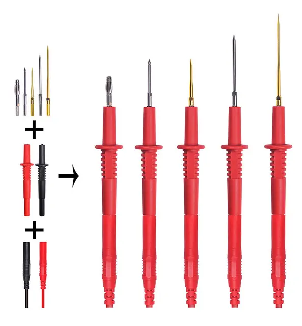 P1308D Kit de 25 Fils de Test MultimèTre en Silicone avec Clé à Aiguille  RemplaçAble, Pince 