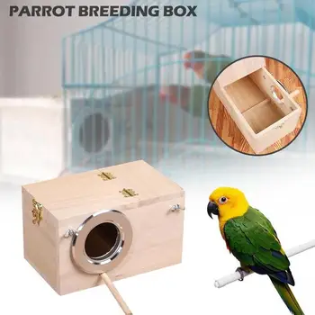 

Pet Bird House Parakeet Nest Box Bird House Budgie Wood Breeding Box for Lovebirds Parrotlets Mating Box
