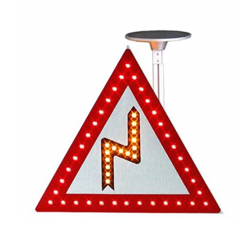 Солнечный треугольный дорожный знак с мигающим светодиодный светильник и солнечная панель питания, солнечный дорожный светильник