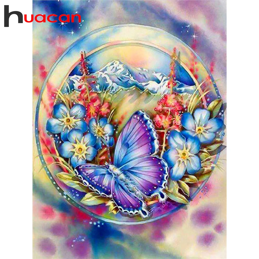 

Huacan Full Diamond Embroidery Complete Kit Butterfly 5d Diamond Painting Animal Home Decoration Diamond Art