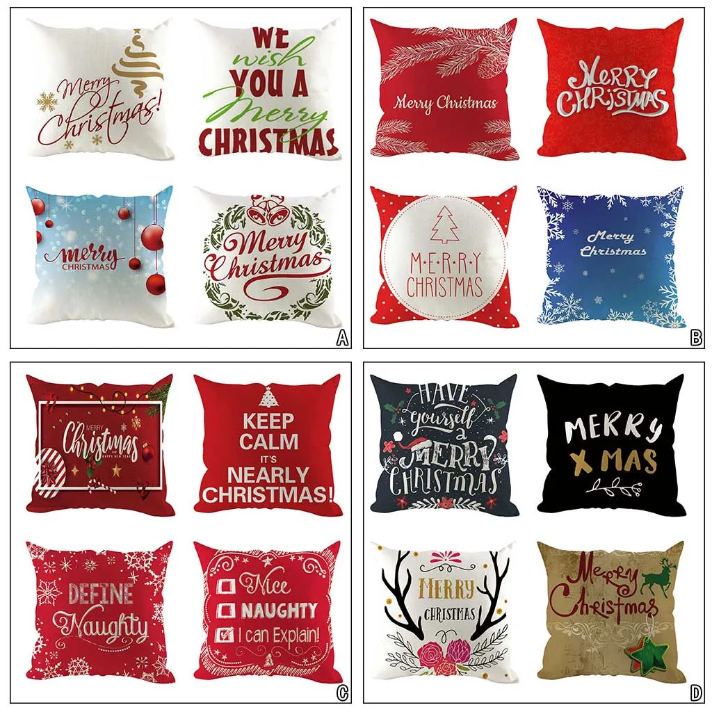 4 шт. рождественские Чехлы для подушек Декоративные разноцветные 45x45 см с Рождеством Cusion # W