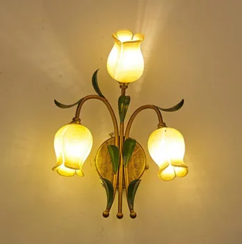 

HAIXIANG Glass Flower Wall Lamp Hallway Light for Living Room Foyer Entrance Wall Sconce