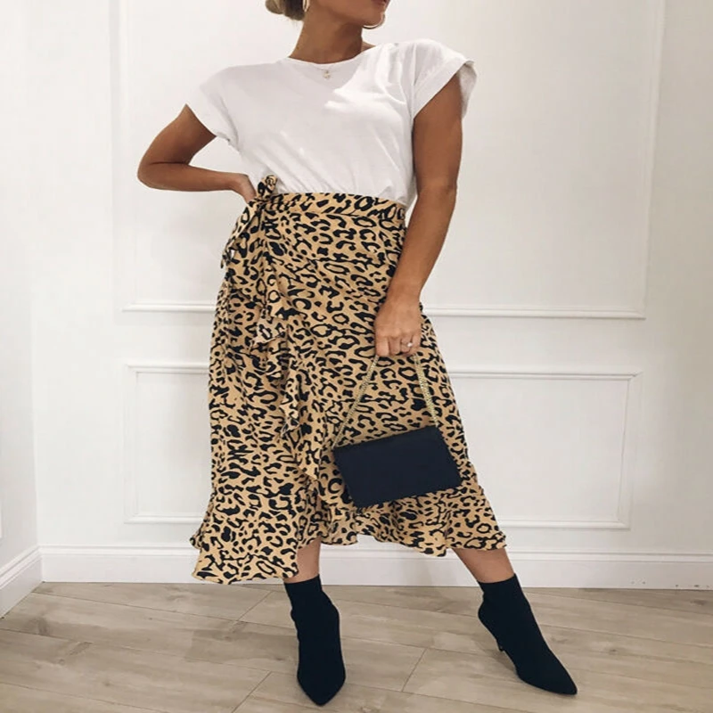 leopard print wrap maxi skirt