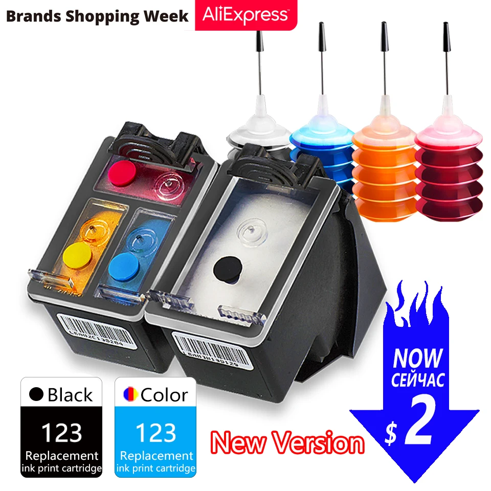 Cartucho de tinta GraceMate Compatible con impresora Hp Officejet 123 3830  3831 3832 3833 Deskjet 3834 1110 1111 1112 2130 2131 - AliExpress  Ordenadores y oficina