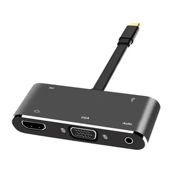 

TYPE-C To HDMI + VGA + AUDIO + USB3.0 + PD Five-in-one Extension Cable Adapter NEW 2020