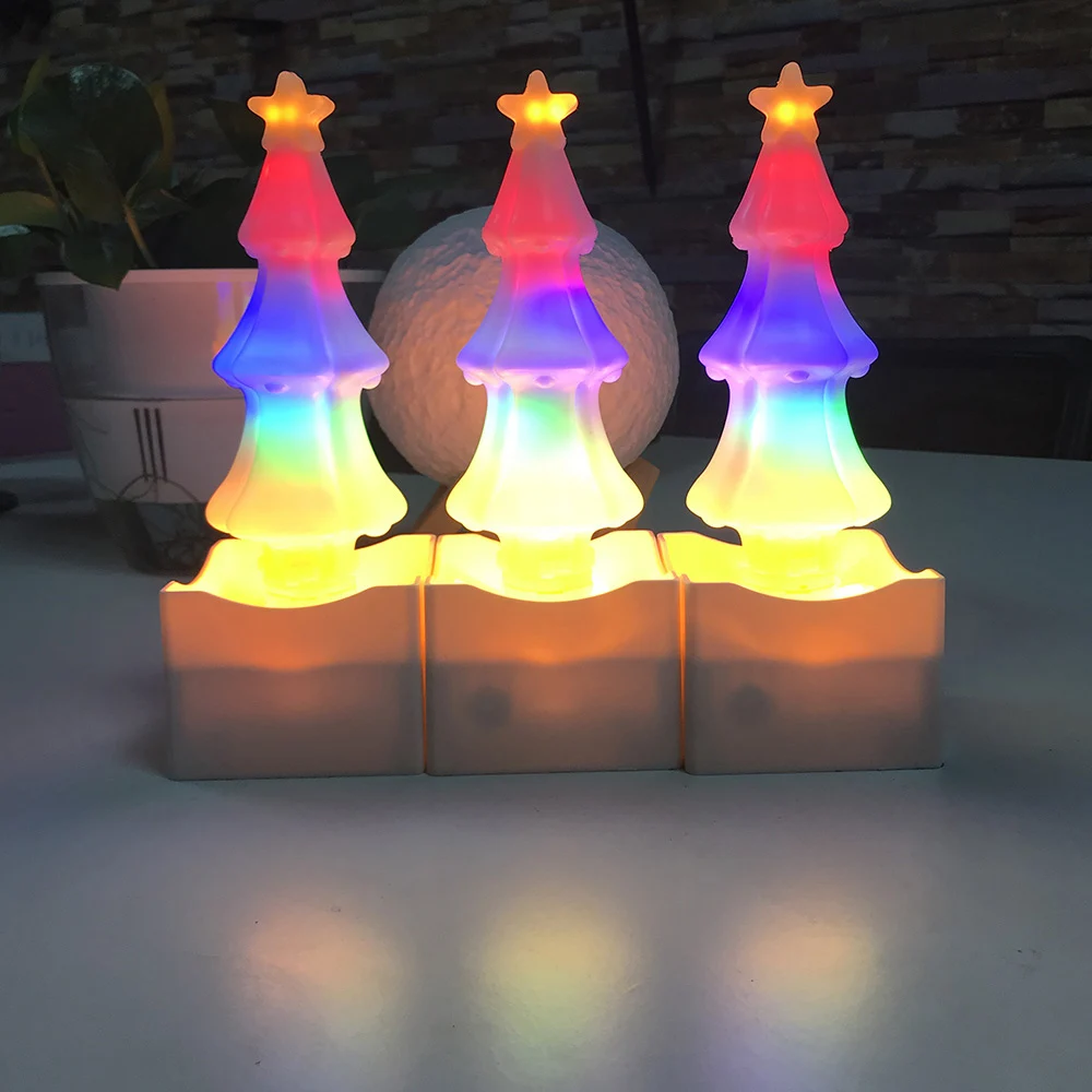 

Christmas Decoration Led Night Light Xmas Tree Shape LED Light Lamp Christmas Gift Home Decoration USB Colorful Flame Effect