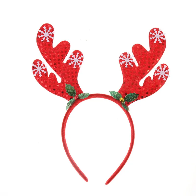 headband Рождественское платье для девочек; детское рождественское платье принцессы с рисунком Санта-Клауса и снежинки; Новогодняя праздничная одежда для девочек - Цвет: headband
