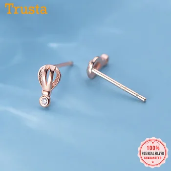 

TrustDavis Real 925 Sterling Silver Charm Mini Hot air balloon Stud Earrings For Women Wedding Birthday Fine S925 Jewelry DA1604