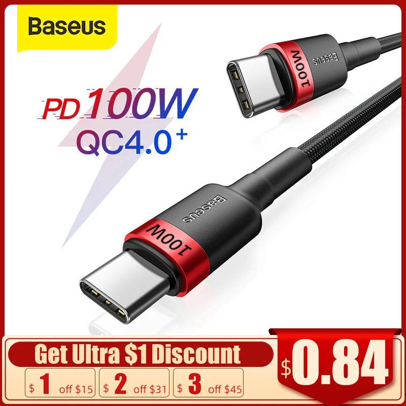 Кабель Baseus с USB C на Type для MacBook Pro быстрая зарядка 4 0 PD 100 Вт Samsung Xiaomi mi 10 зарядный