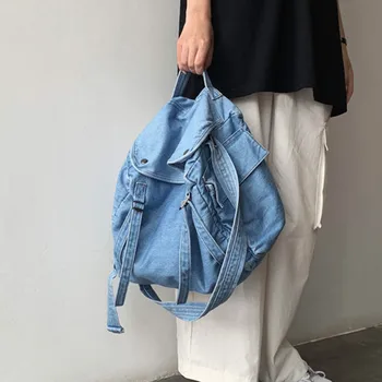 

Casual Denim Women handbag large capacity Jeans Travel Shoulder Bags female big totes bag blue Hobos vintage messenger bag