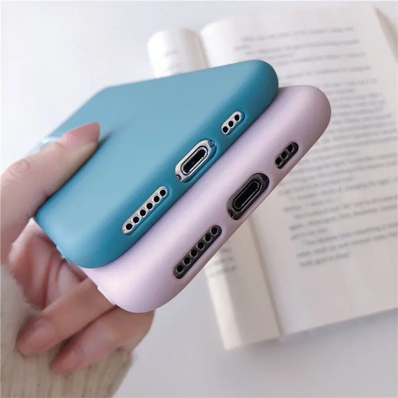 Телефонные аксессуары однотонные чехлы для iphone 11pro max 11 чехол 6 6s 7 8plus xr x xs мягкая