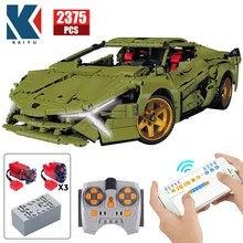 2375 sztuk miasto elektryczne RC sportowe samochodowe klocki budowlane Creator aplikacja techniczna zdalnie sterowany pojazd wyścigowy cegły zabawki dla dzieci