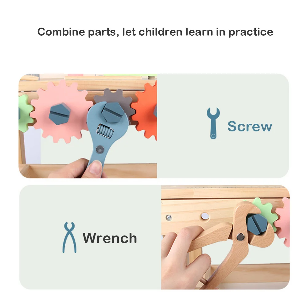 - Tool Bench Toy Play Workbench Workshop Tighten the Screws Full Sets Multifunction Wooden Construction 3 Years Kids Montessori