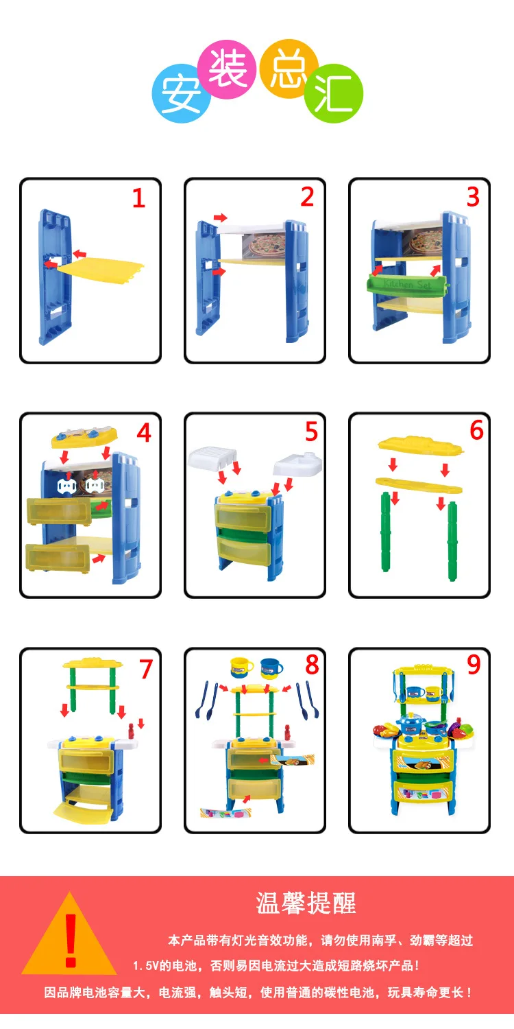 Children GIRL'S And BOY'S Play House Electric Water Toys Smart Kitchen Dining Table Set Sound And Light Educational DIY Model
