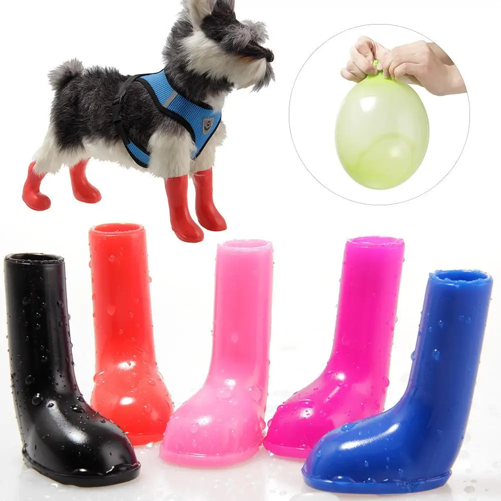 ¡Gran oferta! Zapatos antideslizantes para perros y cachorros, Botas de lluvia protectoras de alta elasticidad, impermeables, S/M/L, suministros creativos para mascotas, 4 Uds.
