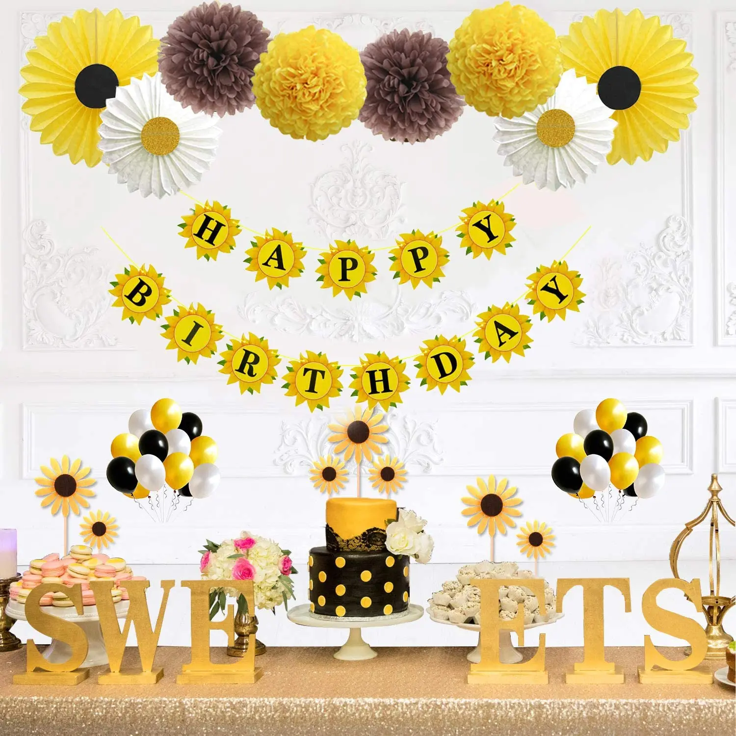 Paper & Party Supplies Party Décor Yellow Sunflowers Cupcake Toppers