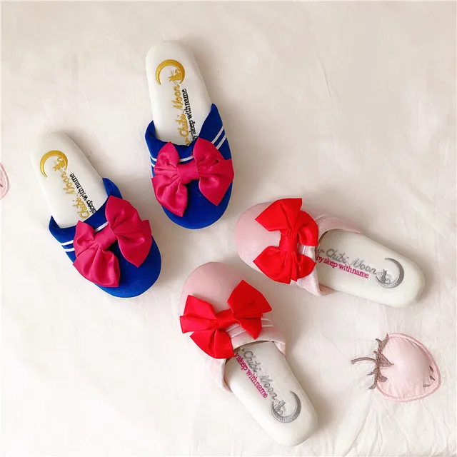 Sailor Moon Tsukino Usagi Luna Cat Bowknot Slippers 4