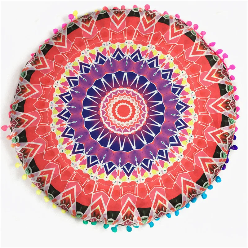 

43*43CM Round Indian Mandala Floor Pillows Round Bohemian Cushions Pillows Cover Case Color Textile Pillow Slip 2019 Supply #B30