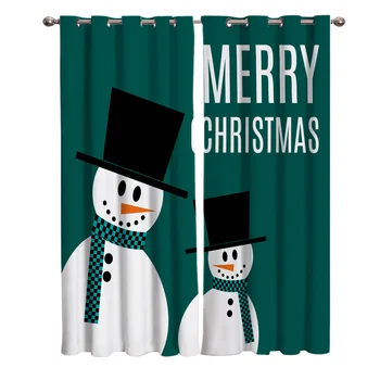 

Christmas Themed Snowman Blackout Window Curtains Living Room Curtain Kitchen Blackout Curtains