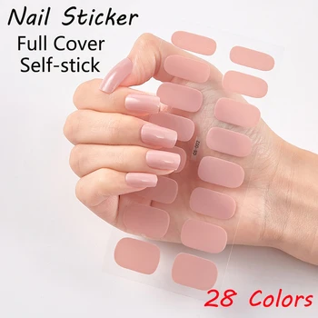 

16Tips/Sheet Sheet Full Cover Nail Stickers For Nails DIY Nail Art Decals Plain Sticker Pure Color Solid Adhesive Nail Art Decor