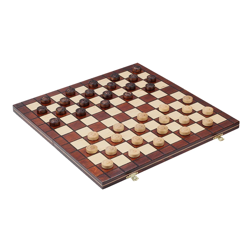 

Top Grade Handwork Folding Portable Wooden French Checkers Chess Set Travel Natural Safe Paint Children's Gift Crafts Board Game