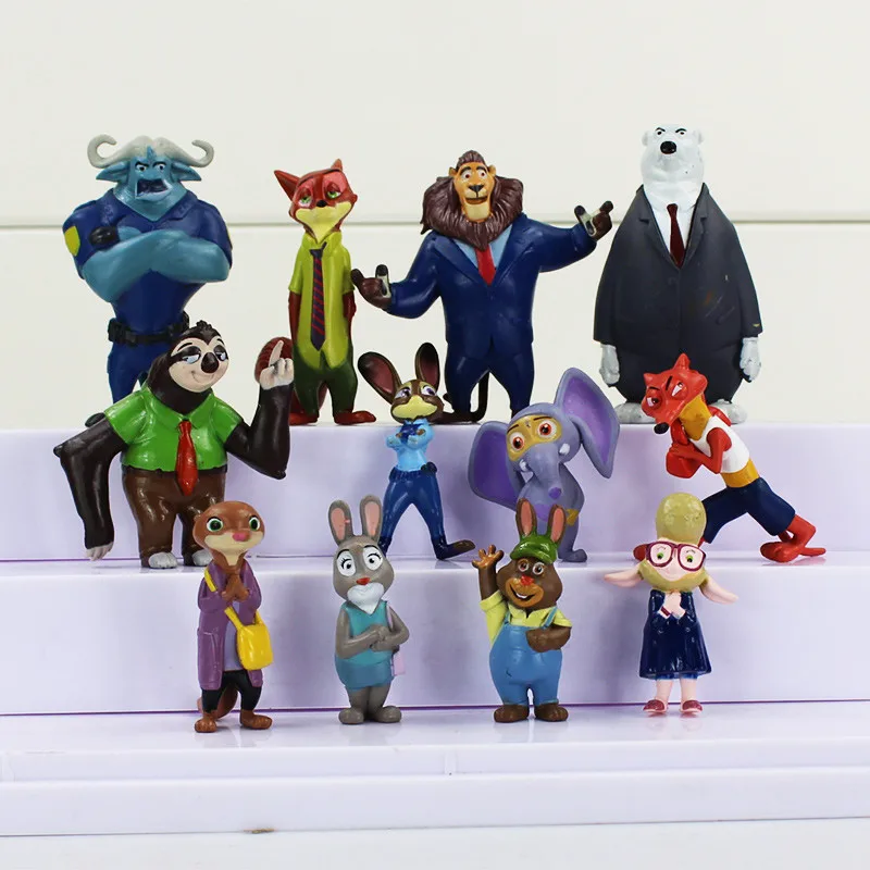 Set of 12Pcs Dinsey Zootopia Judy Hopps Nick Wilde Movie Character Figures New 