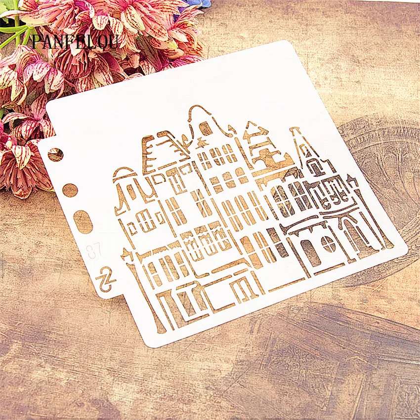 

The castle scrapbook stencils spray plastic mold shield DIY cake hollow Embellishment printing lace ruler valentine