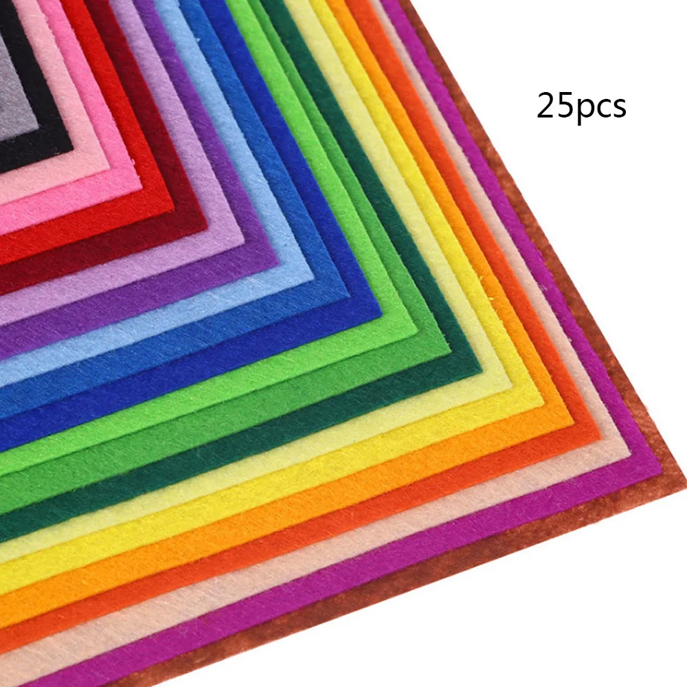 

25 Pcs Soft Felt Nonwoven Fabric DIY Craft Patchwork Sewing Squares Sheet Assorted Color Felt Pack Nonwoven Patchwork Toys Hot