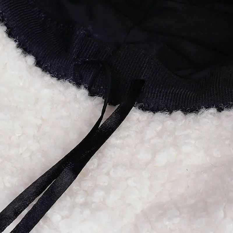 Bucket Hat Lamb Wool Faux Fur Arrow Symbol Printed Men Women
