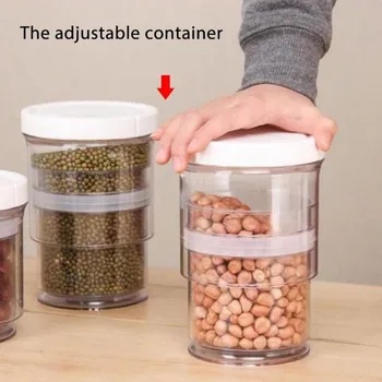 

1pc Plastic Fresh-keeping Tank Vacuum Storage Bottles Press Sealed Cans Dried Fruit Cereals Transparent Dry Grains Storage Jars