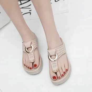 

Women Summer Beach Slippers Ladies Holiday Bohemia Fashion Solid Outdoor Shoes Female Girls Non-slip Flats Flip Flops