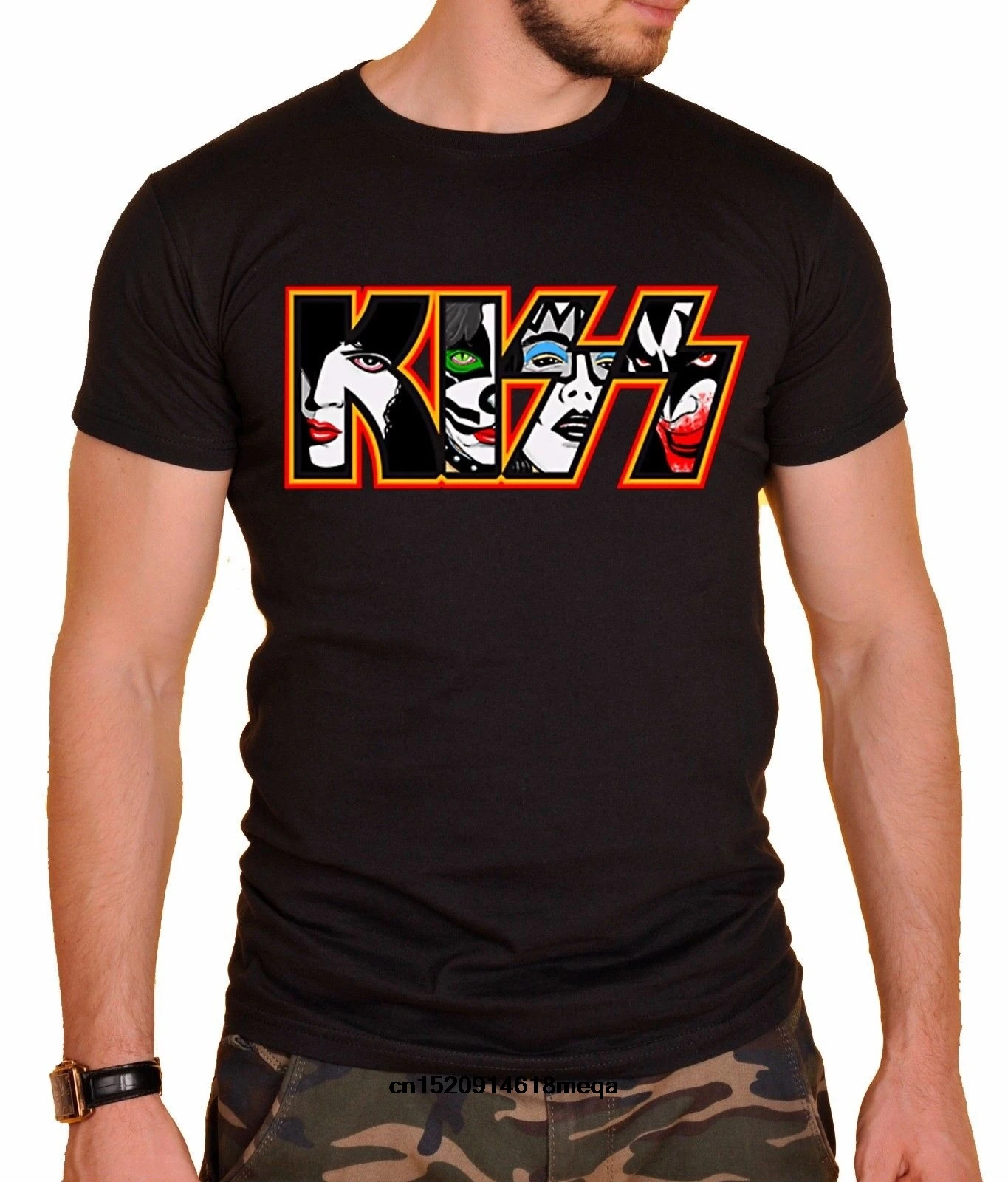 Футболка Kiss Rock Band Мужская футболка с круглым вырезом и короткими рукавами модная