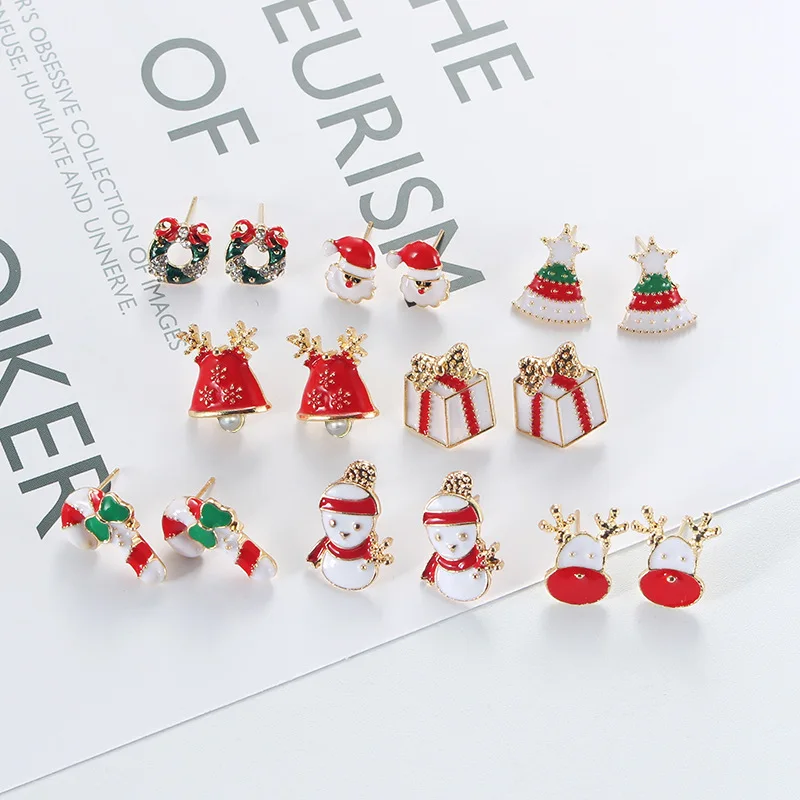

Christmas Earrings 2019 Navidad Santa Claus Merry Christmas Decorations for Home 2019 Natal Decor Noel