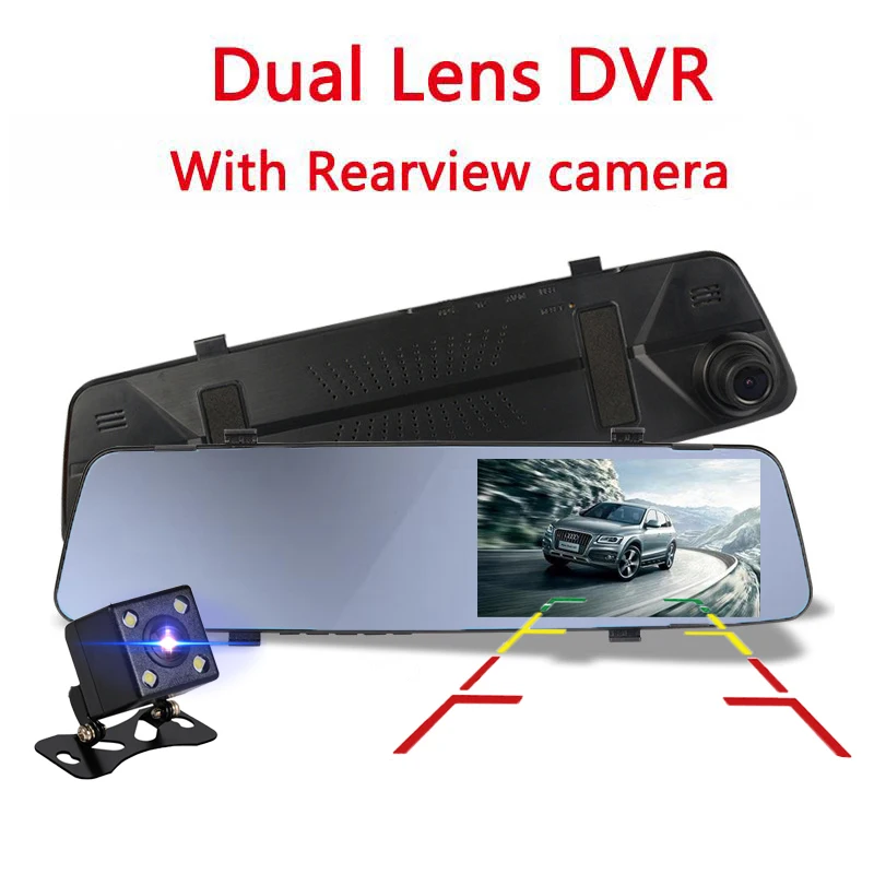 Автомобильный видеорегистратор 4,39 ультра-тонкий видеорегистратор зеркало заднего вида FHD 1080P ips экран камера видеорегистратор двойной объектив Авто Dashcam Регистратор - Название цвета: With Rearview Camera