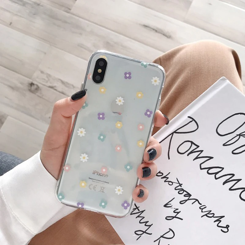 Прозрачная силиконовая задняя крышка с цветами и сердечками для Apple iphone 11 Pro XS Max X