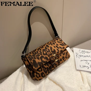 

Large Capacity Sling Shoulder Bags for Women PU Leather Baguette Bag Brand Elegant Handbags Vintage Leopard Totes Dropshipping