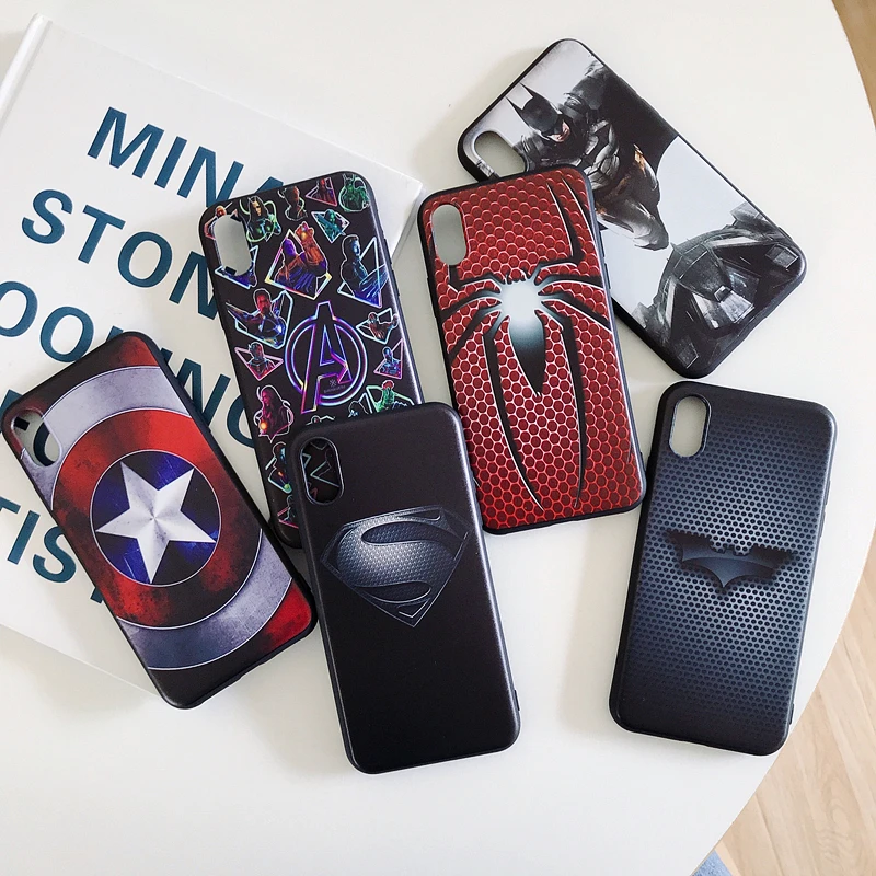 

For Apple iPhone 6 6S 7 8 Plus Silicone Black TPU Case Back Cover For iPhone X Xr XS XSMax The Avenger Painted Capa Fundas
