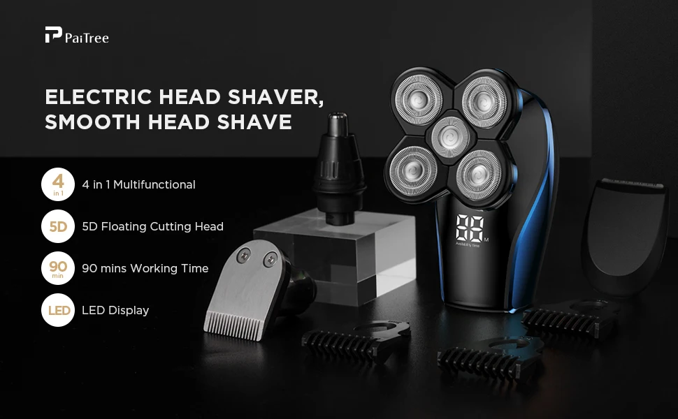 Barbeadores de Cabeça para Homem Elétricos para Homem com Display Flutuante à Prova Elétricas com Careca Barbeadores Mais Rápido-carregamento 5d Dbald Água Lâminas Elétricas com Led 5 elétricos para homem com display led mais