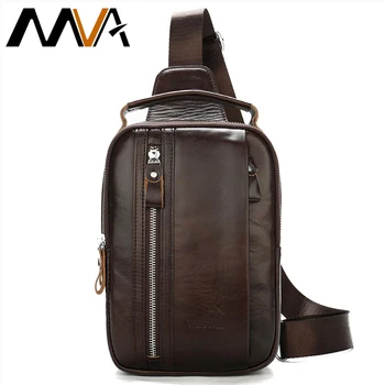 

MVA Men's Shoulder Bags Men's Genuine Leather Messenger Bag Men Leather Crossbody Bags For Men Sling/Chest Bags Small Chest Pack