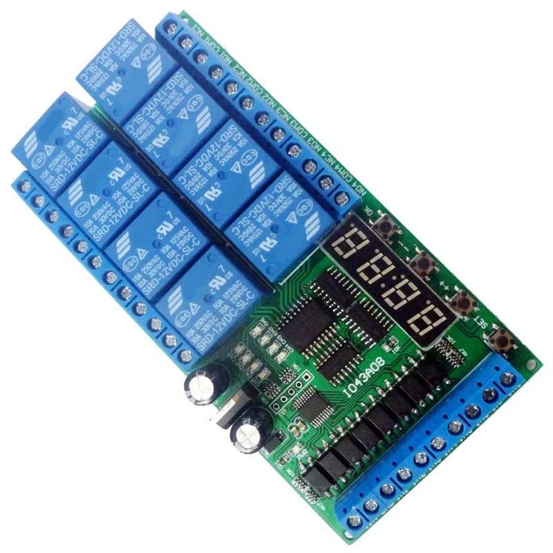 

DC 12V 8 Channels Multifunction Timer Delay Relay Board Time Switch Timing Loop Interlock Self-Locking Momentary Bistable