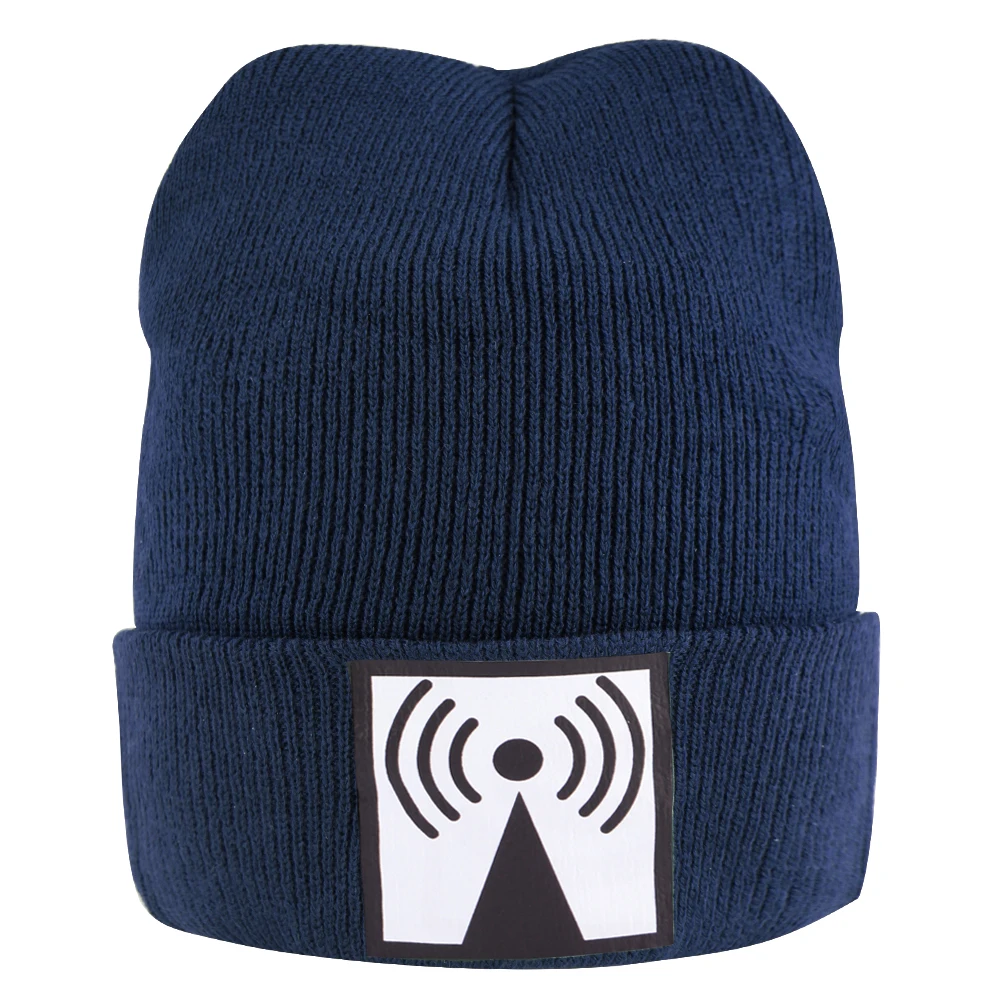 

Spring Hat Hip Hop Knitted Women Beanie Men Elastic Skullcap Soft Short Bonnet Children Signal Symbol Print Outdoor Streetwear