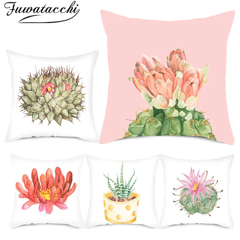 

Fuwatacchi Spring Flower Photo Pillow Covers Fresh New Year Gift Cushion Cover for Home Sofa Decorative Throw Pillowcase 45*45cm