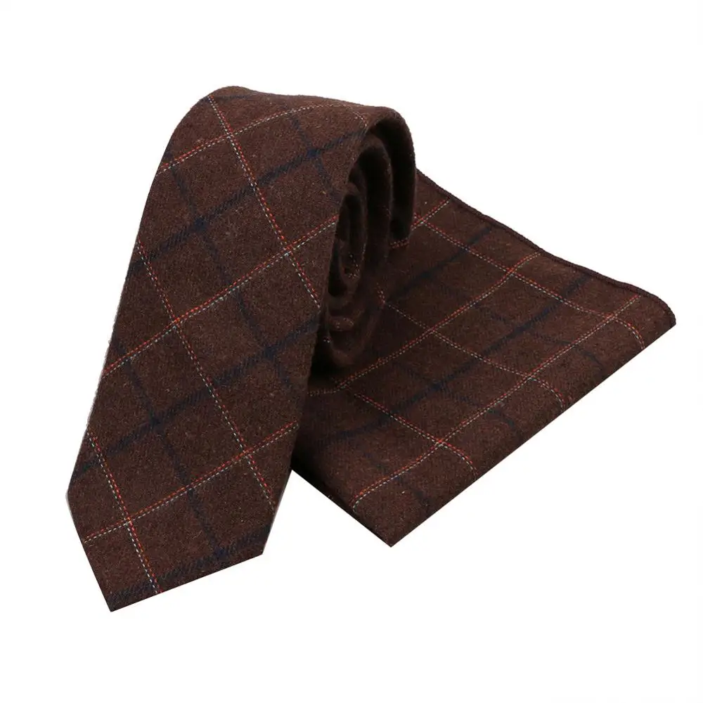  WOOL Neck Ties for Men Plaid Pocket square Handkerchief Handkerchiefs Men cotton 2020 Fashion acces