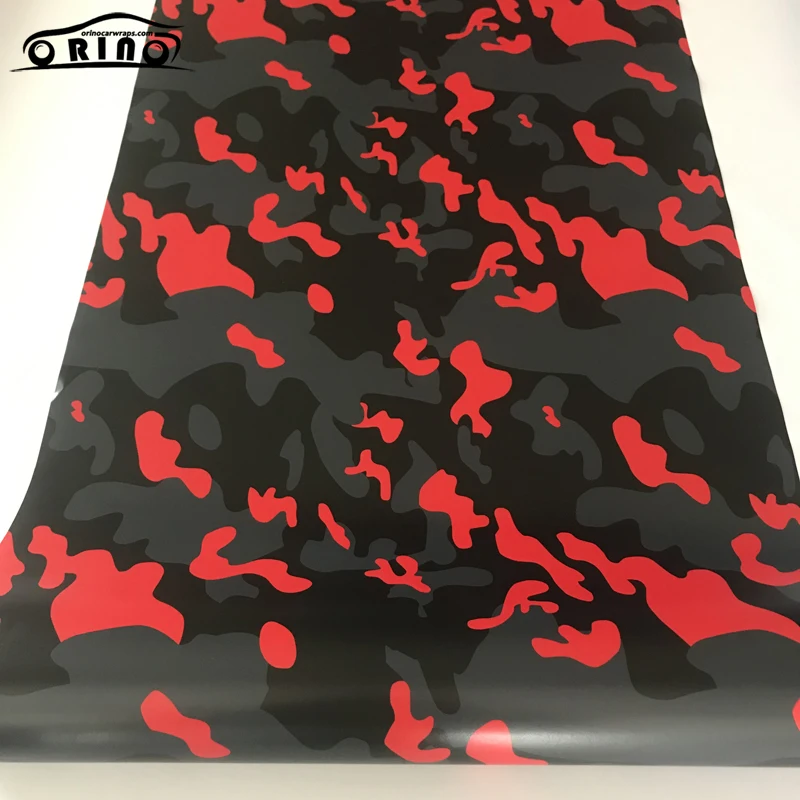 Black Grey Red Camouflage Vinyl Wrap Sticker-3