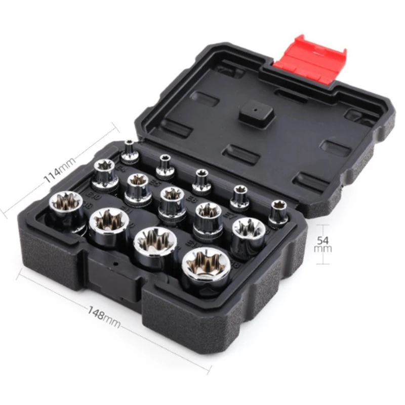 Кольцевая пила 14Pc 1/4 3/8 1/2 Torx Star Набор торцевых головок адаптера E Тип E4 E24 розетки