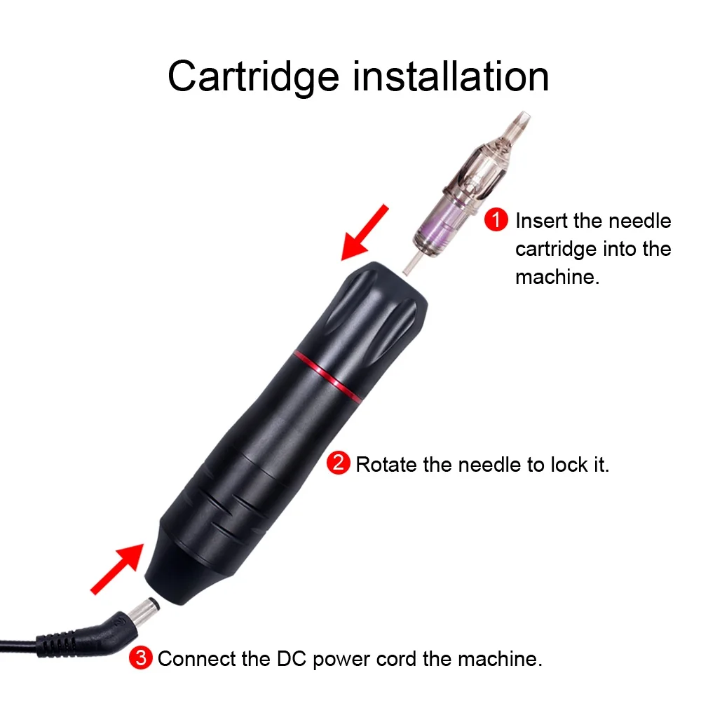 Профессиональная татуировочная машина, комплект питания для татуировки, Вращающаяся ручка с картриджами, иглы для перманентного макияжа