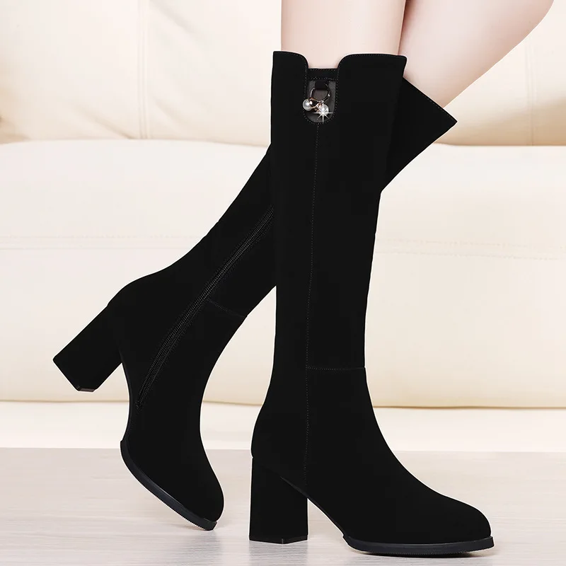 

Thick with High Heels Boots Knight Boots Women's 2019 Autumn And Winter New Style Boots WOMEN'S Shoes Not over-the-Knee Boots